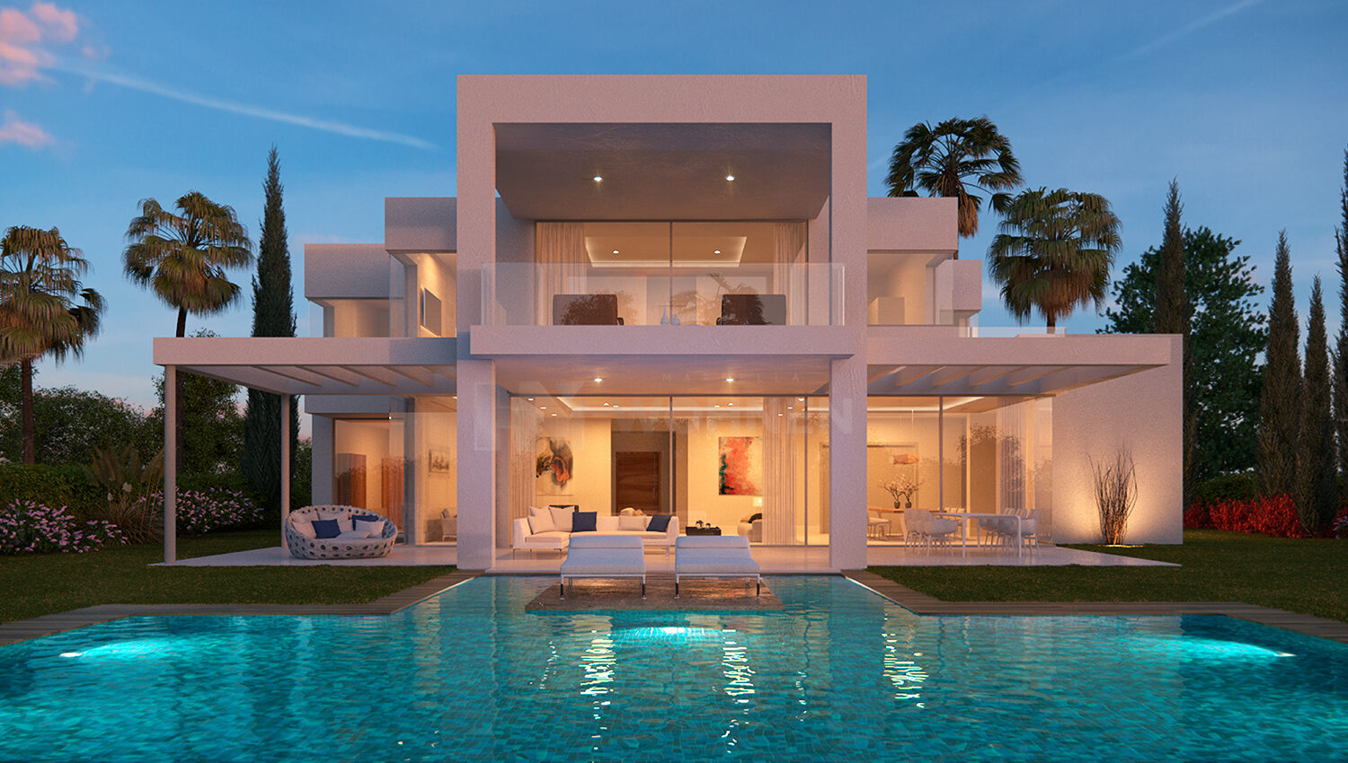 Villa moderna de nueva construcción con espectaculares vistas al mar y al golf