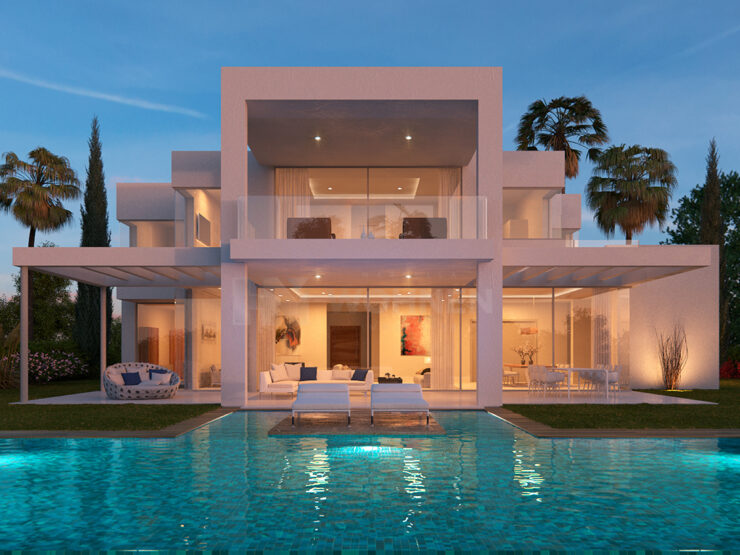 Newly built modern villa with amazing views of the sea and golf