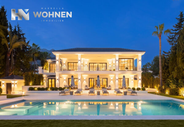 INMOBILIARIA – MARBELLA WOHNEN – Propiedad del mes de abril de 2024 – Villa de lujo con vistas panorámicas al Mediterráneo en Sierra Blanca, la famosa “Milla de Oro” de Marbella